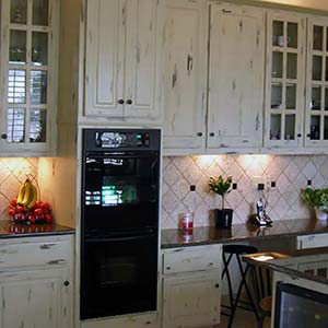 Distressed painted cabinets
